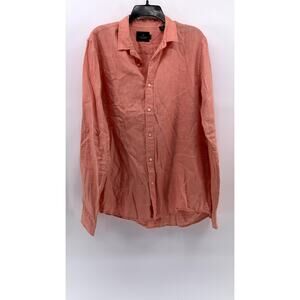 SCOTCH & SODA Men's Coral Linen Regular Fit Button-Up Shirt SZ L